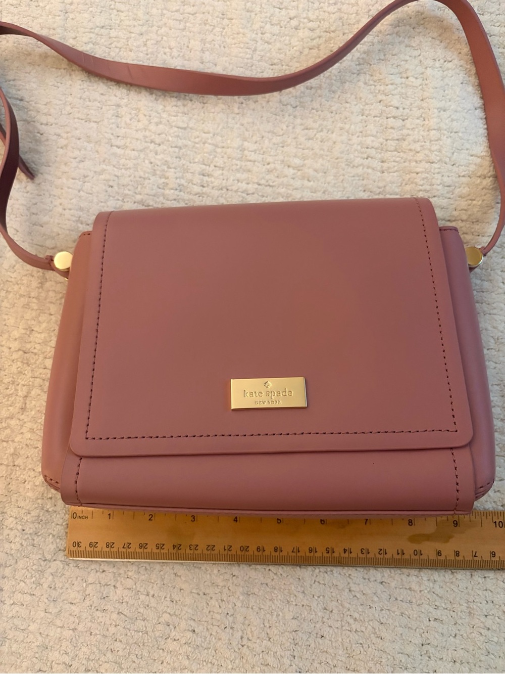 kate spade Rose Pink Leather Flap Crossbody with Gold Plate